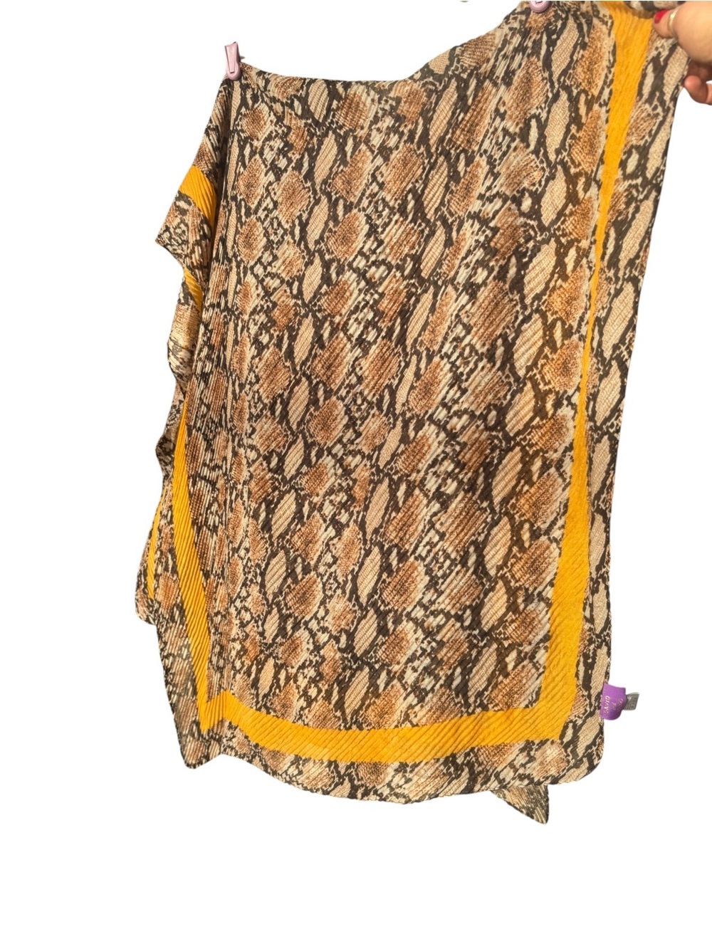 shear Snake Print Scarf with Yellow Border swim suit wrap